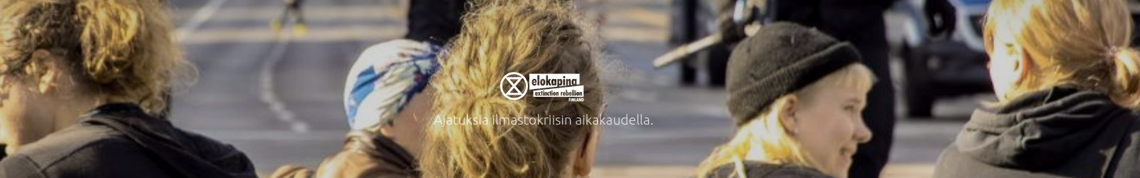 Kuva Elokapinan blogin yläosasta tekstillä 'Ajatuksia ilmastokriisin aikakaudella'